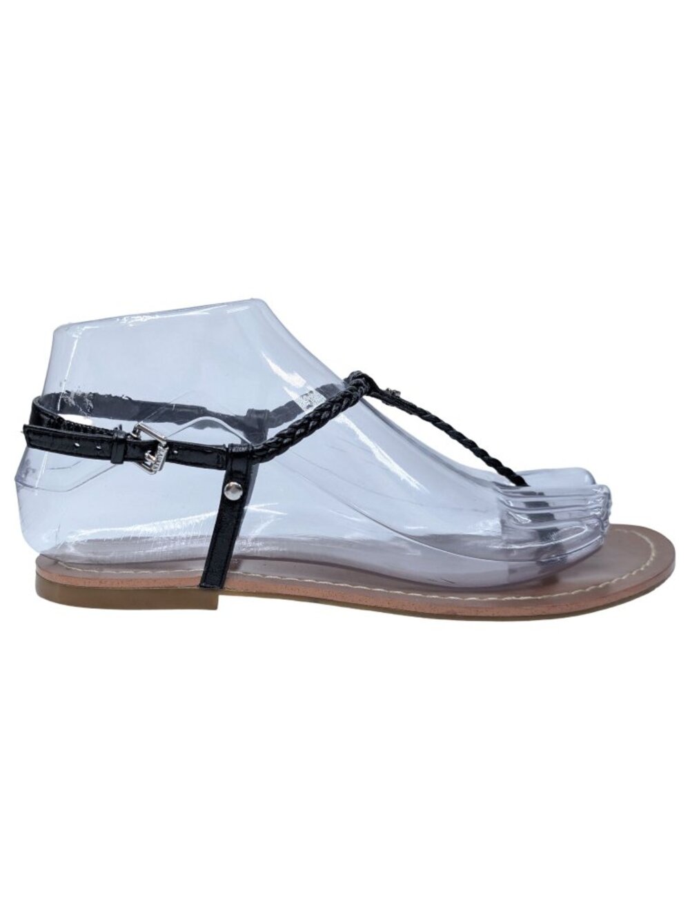 Lauren Ralph Lauren Braided Leather Sandals Womens Black Thong Ankle Strap Sz 6B